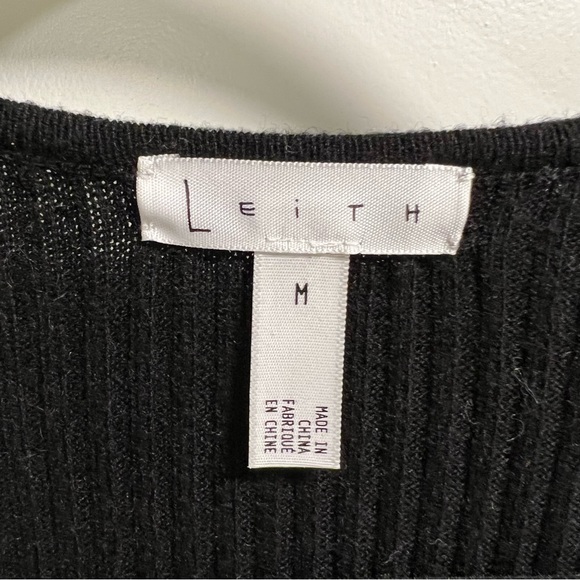 LEITH Ribbed Cross-front Sweater, Black, M - Picture 5 of 5